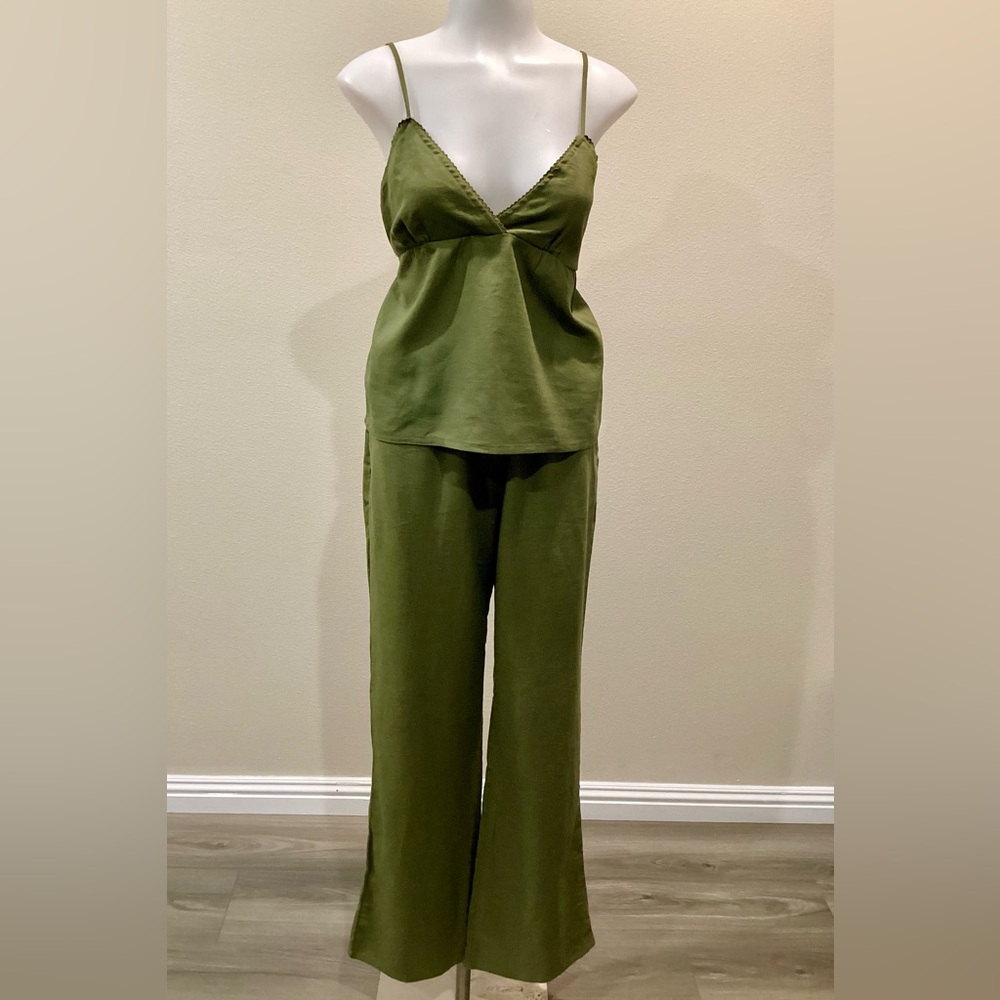 Olive Green Women's Jumpsuit Linen